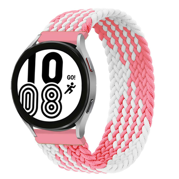 Braided Solo Loop Watch Band For Samsung White Pink / 20mm / XXS