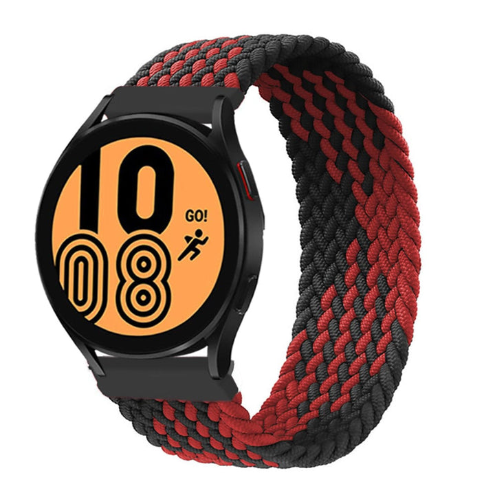Braided Solo Loop Watch Band For Samsung Black Red / 20mm / XXS
