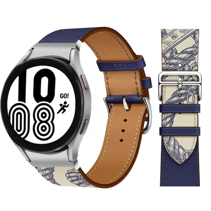 Leather Watch Band For Samsung Printed Blue / Galaxy Watch4 (40mm & 44mm)