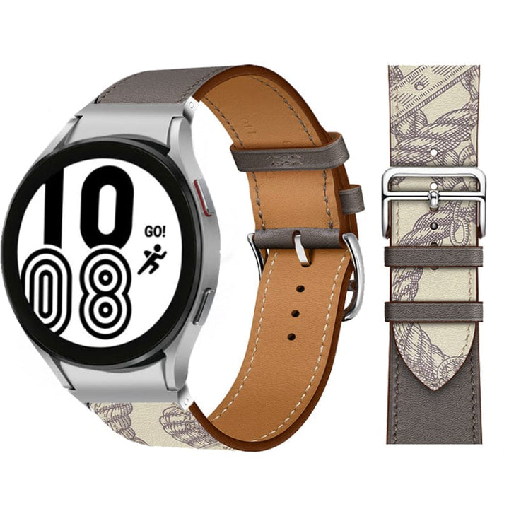 Leather Watch Band For Samsung Printed Grey / Galaxy Watch4 (40mm & 44mm)