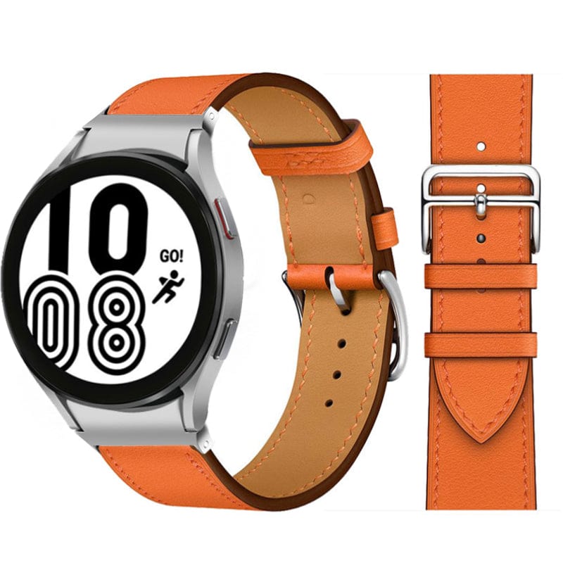 Leather Watch Band For Samsung Orange / Galaxy Watch4 (40mm & 44mm)