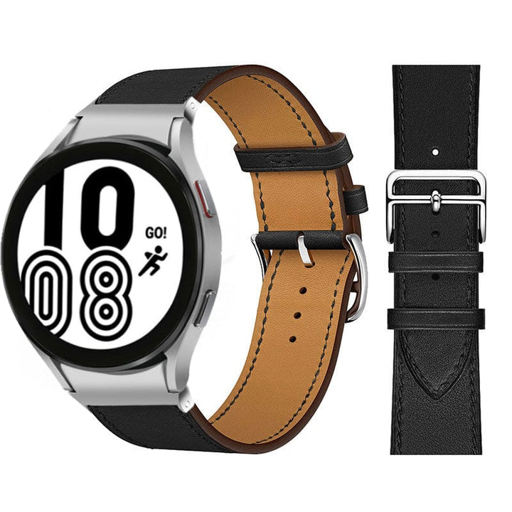 Leather Watch Band For Samsung Black / Galaxy Watch4 (40mm & 44mm)