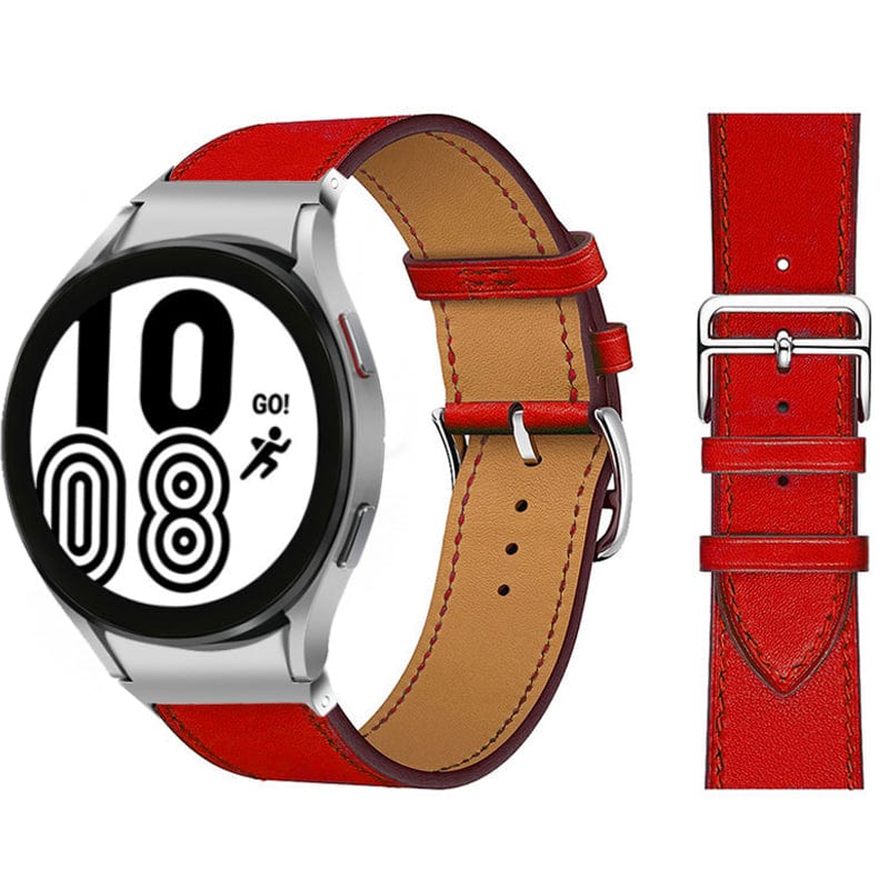 Leather Watch Band For Samsung Red / Galaxy Watch4 (40mm & 44mm)