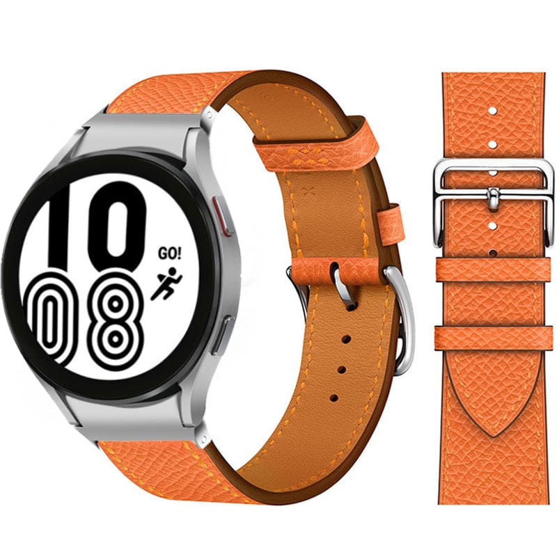Leather Watch Band For Samsung Textured Orange / Galaxy Watch4 (40mm & 44mm)