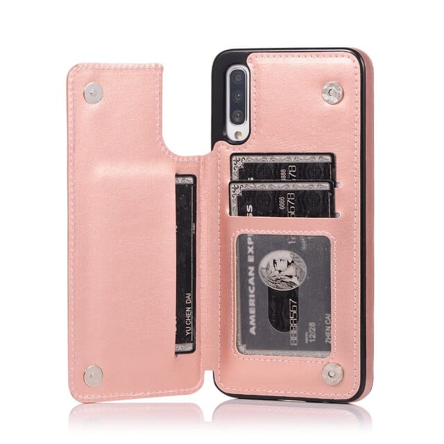 Leather Wallet Case For Samsung Galaxy A Series Galaxy A10 / Rose Gold