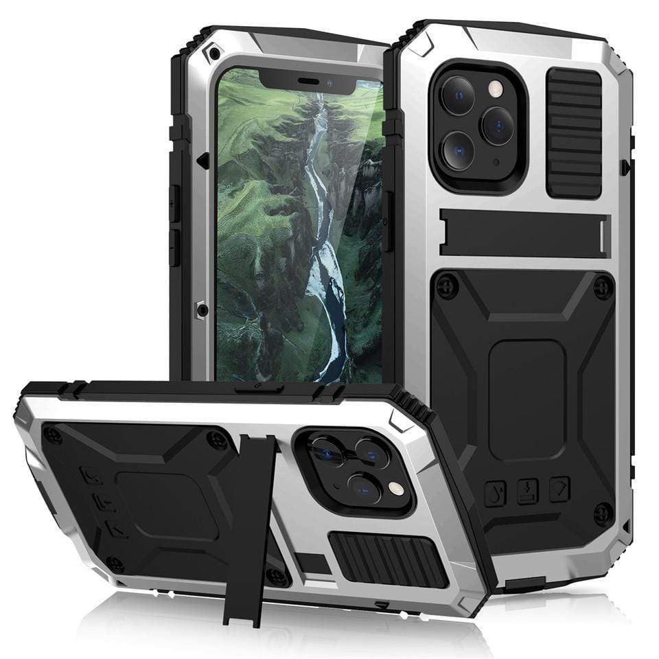 Rugged Heavy Duty Phone Case with Kickstand iPhone X / Silver