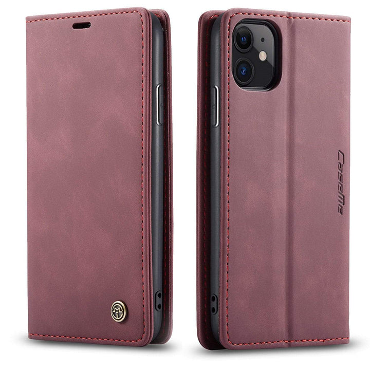 Leather Phone Wallet Case Wine Red / iPhone 6s Plus