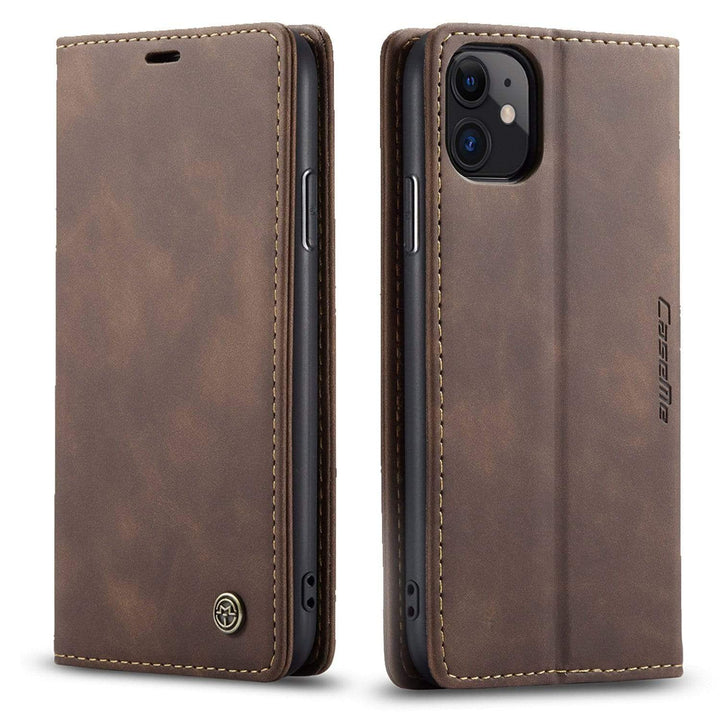 Leather Phone Wallet Case iPhone 14 / Coffee