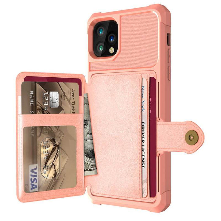 Magnetic Leather Phone Wallet Case iPhone 13 Mini / Rose Gold