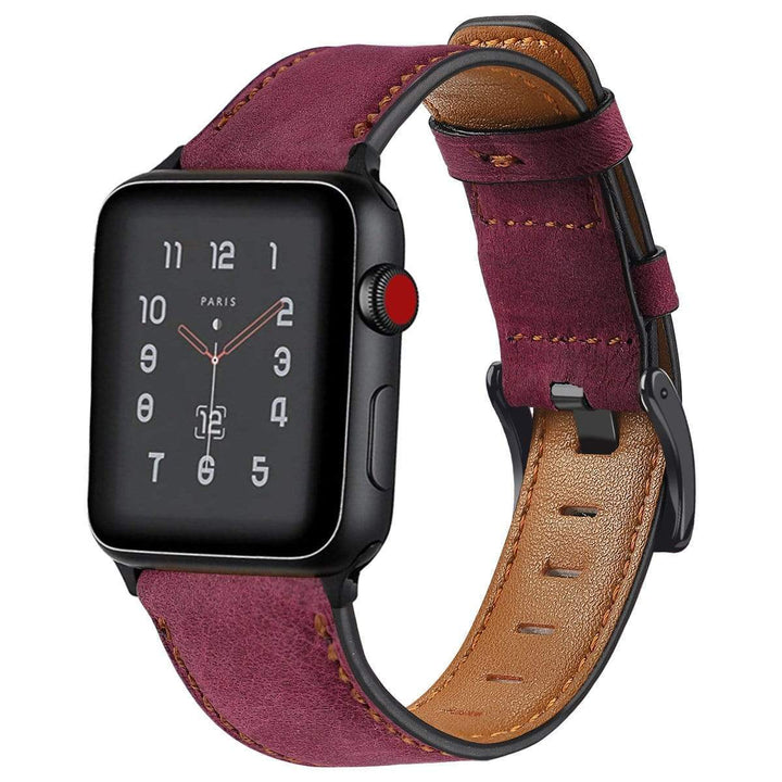 Cowhide Leather Watch Band Maroon / 38mm, 40mm & 41mm