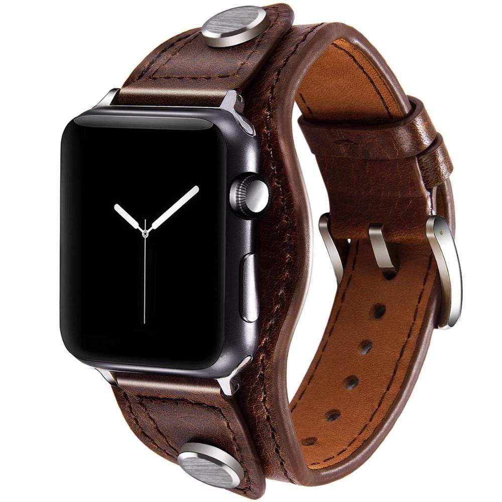 Leather Cuff Watch Band Coffee / 38mm, 40mm & 41mm