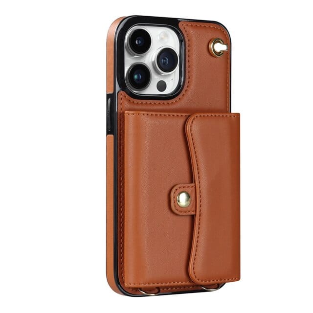Cardholder Leather Phone Case With Lanyard iPhone 7 / Brown