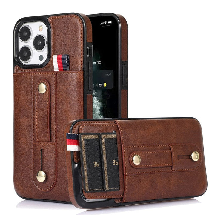 Leather Card Holder Phone Case With Kickstand iPhone 6/ 6S / Brown