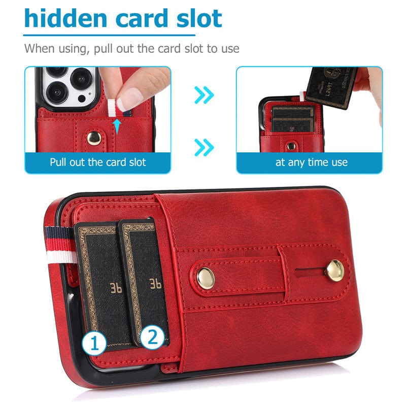 Leather Card Holder Phone Case With Kickstand
