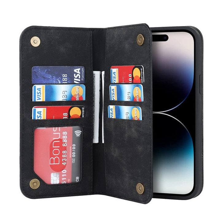 Leather Wallet Phone Case With Magnetic Charging iPhone 12 Mini / Black