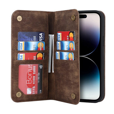 Leather Wallet Phone Case With Magnetic Charging iPhone 12 Mini / Brown