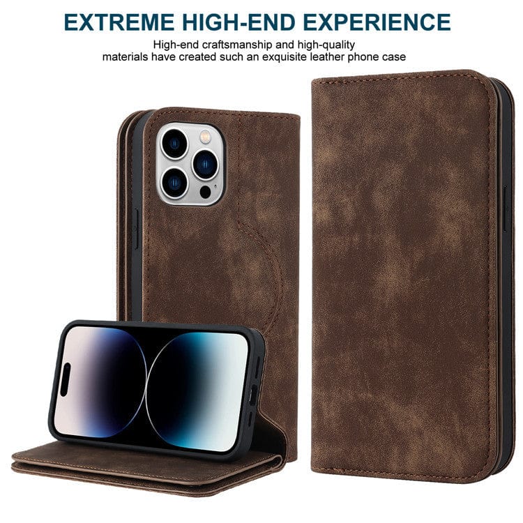 Leather Wallet Phone Case With Magnetic Charging