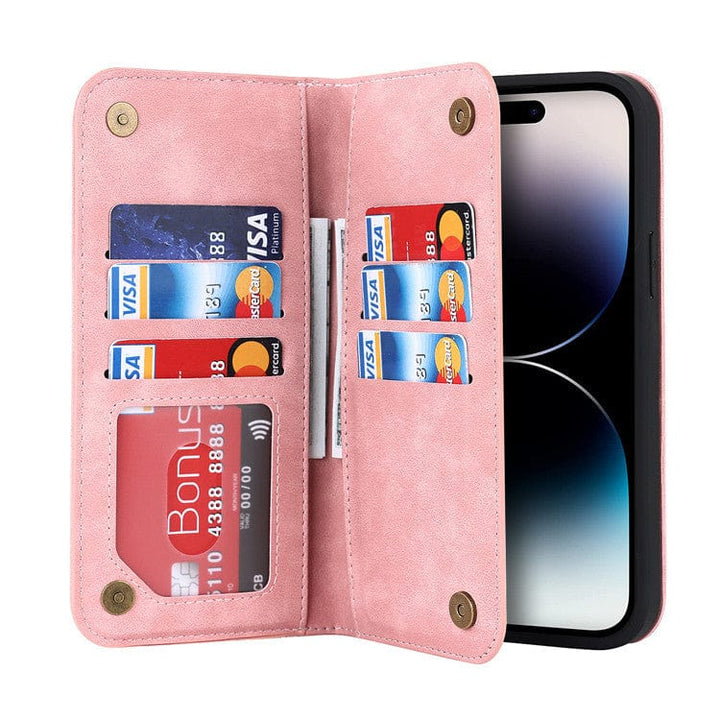 Leather Wallet Phone Case With Magnetic Charging iPhone 12 Mini / Pink
