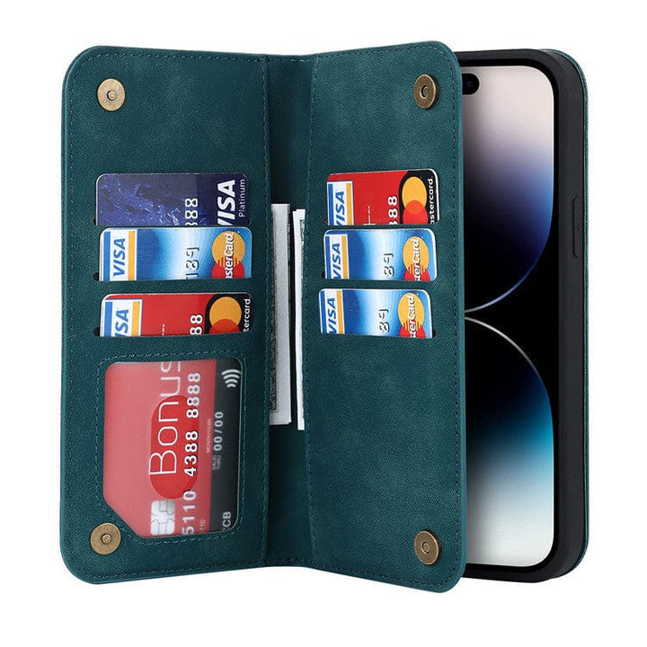 Leather Wallet Phone Case With Magnetic Charging iPhone 12 Mini / Blue