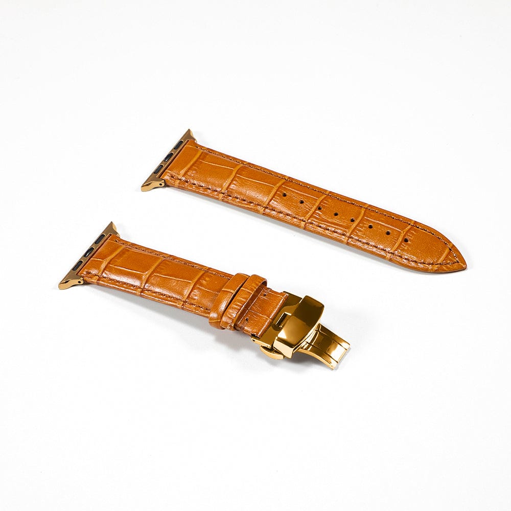 Soft Leather Watch Strap Brown / 38mm, 40mm & 41mm / Gold