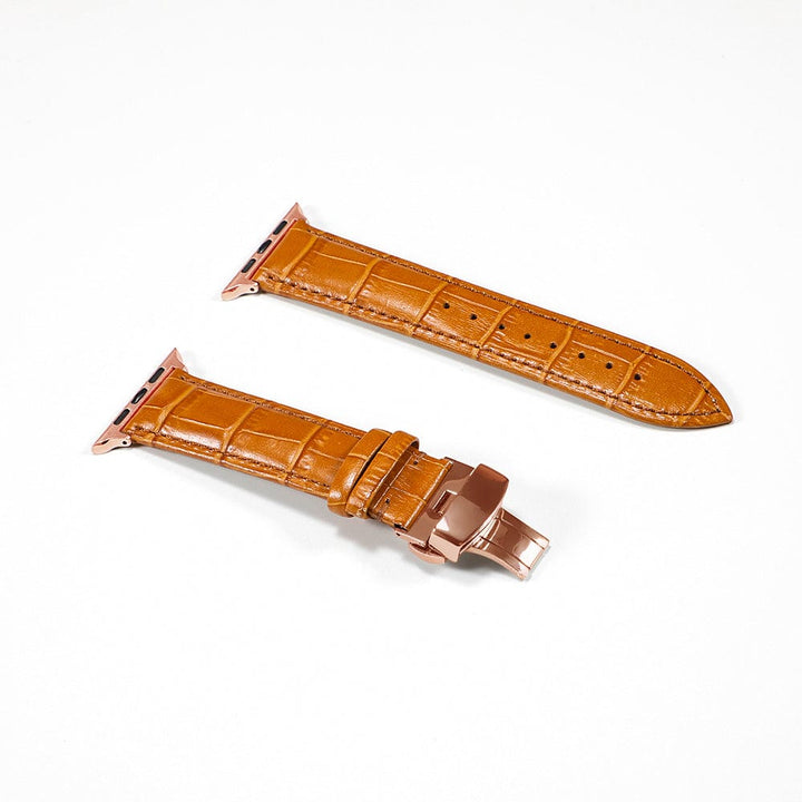 Soft Leather Watch Strap Brown / 38mm, 40mm & 41mm / Rose Gold