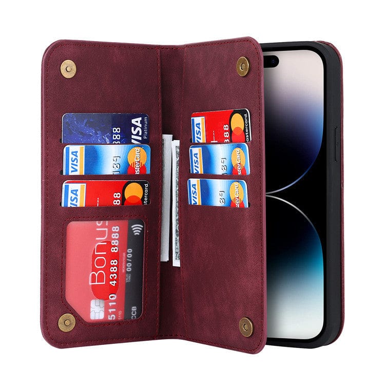 Leather Wallet Phone Case With Magnetic Charging iPhone 12 Mini / Red