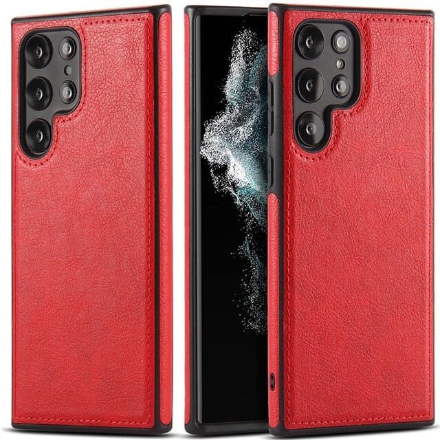 Slim Leather Case For Samsung Galaxy Galaxy S22 / Red