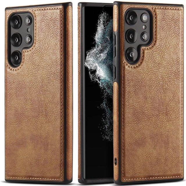 Slim Leather Case For Samsung Galaxy Galaxy S22 / Brown