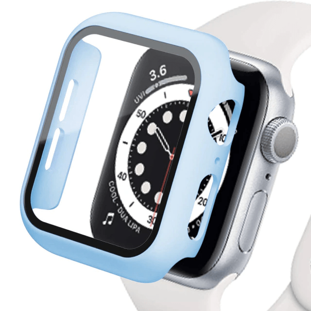 Tempered Glass Protective Watch Case Light Blue / 41mm (Series 7-8)