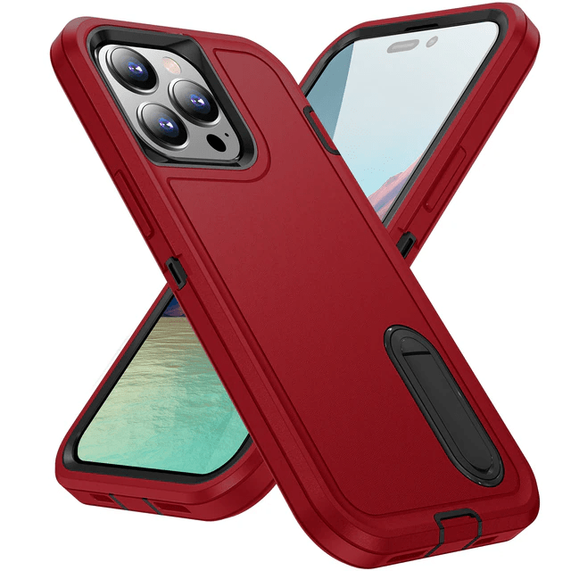 Shockproof Kickstand Phone Case iPhone 14 / Red & Black