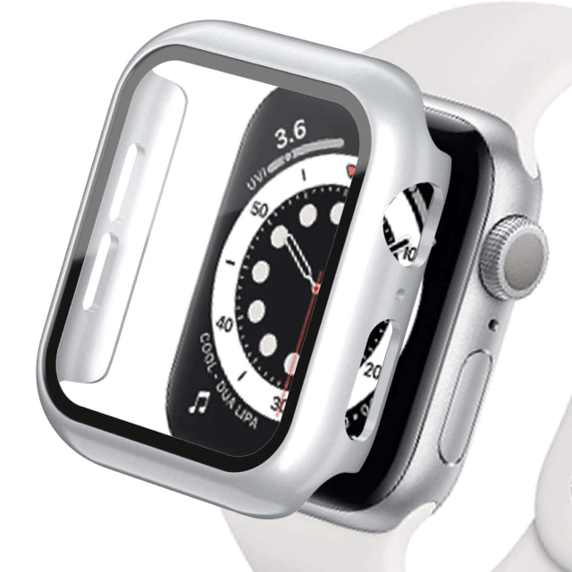 Tempered Glass Protective Watch Case Silver / 41mm (Series 7-8)