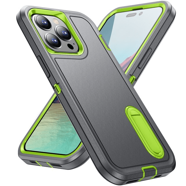 Shockproof Kickstand Phone Case iPhone 14 / Gray & Green