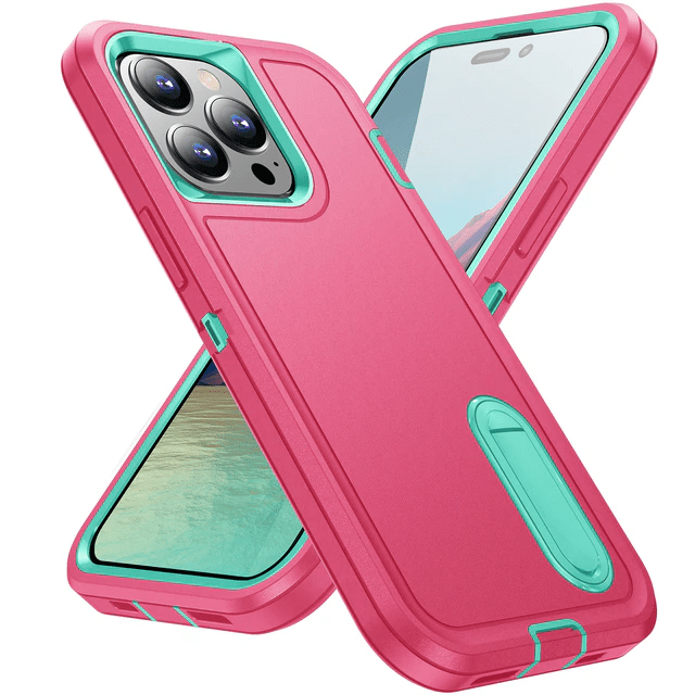 Shockproof Kickstand Phone Case iPhone 14 / Pink & Green