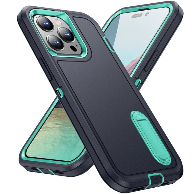 Shockproof Kickstand Phone Case iPhone 14 / Dark Blue & Green