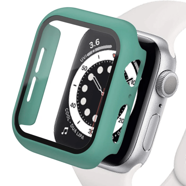 Tempered Glass Protective Watch Case Dark Green / 41mm (Series 7-8)