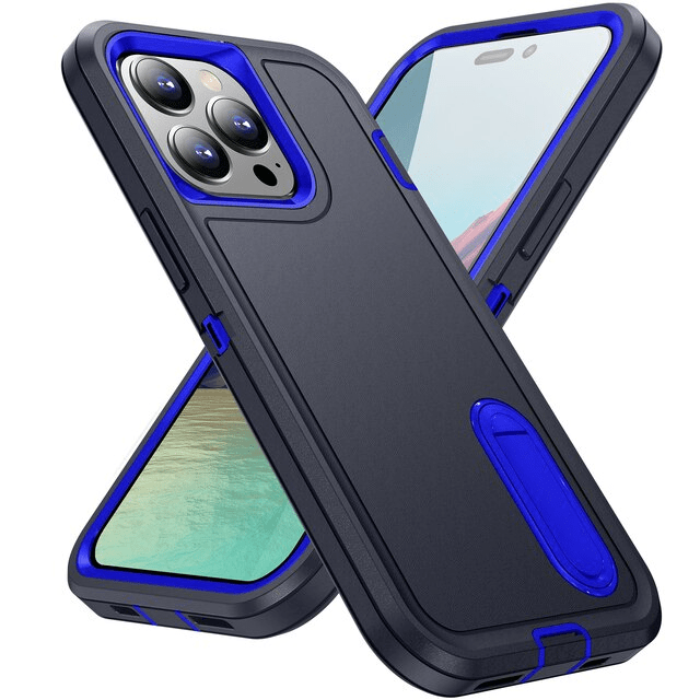 Shockproof Kickstand Phone Case iPhone 14 / Dark Blue & Blue