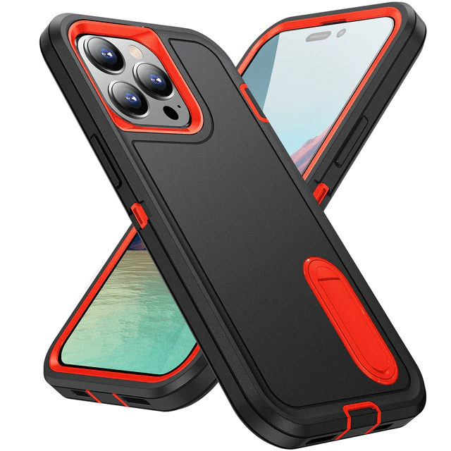 Shockproof Kickstand Phone Case iPhone 14 / Black & Orange