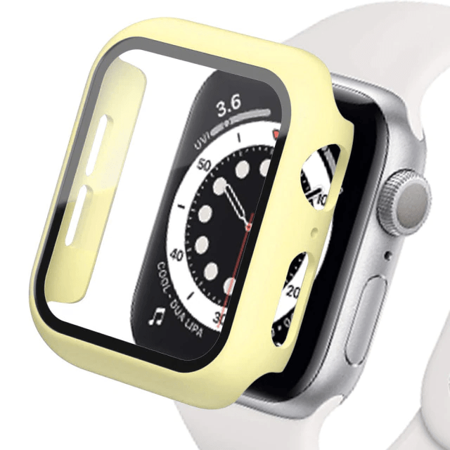 Tempered Glass Protective Watch Case Yellow / 41mm (Series 7-8)