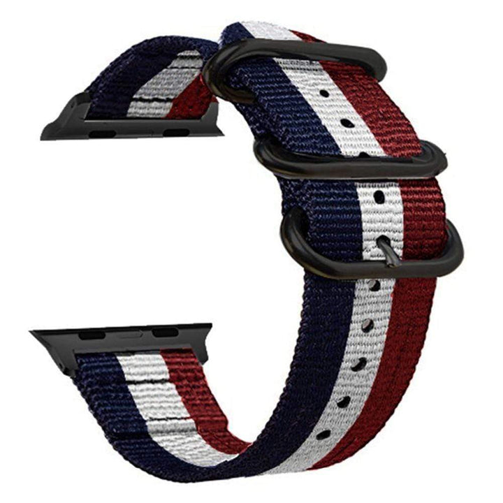 Buckle Nylon Watch Band Blue White Red / 38mm, 40mm & 41mm (Series 1, 2 & 3)