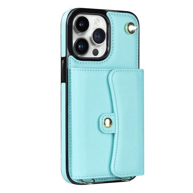 Cardholder Leather Phone Case With Lanyard iPhone 7 / Light Blue