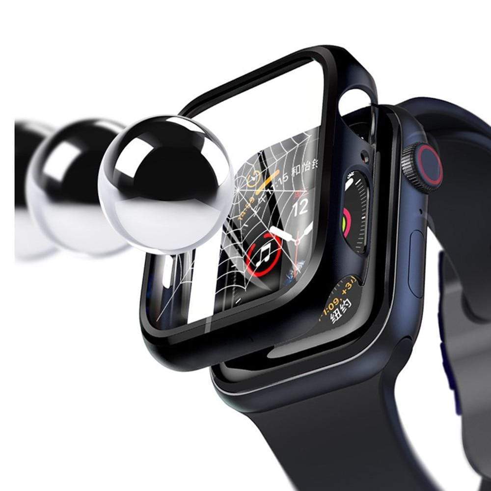 Tempered Glass Protective Watch Case Black / 38mm (Series 1-3)