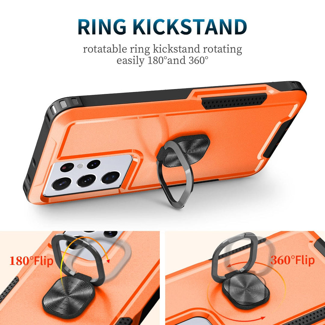 Heavy Duty Magnetic Case With Ring Grip For Samsung Galaxy