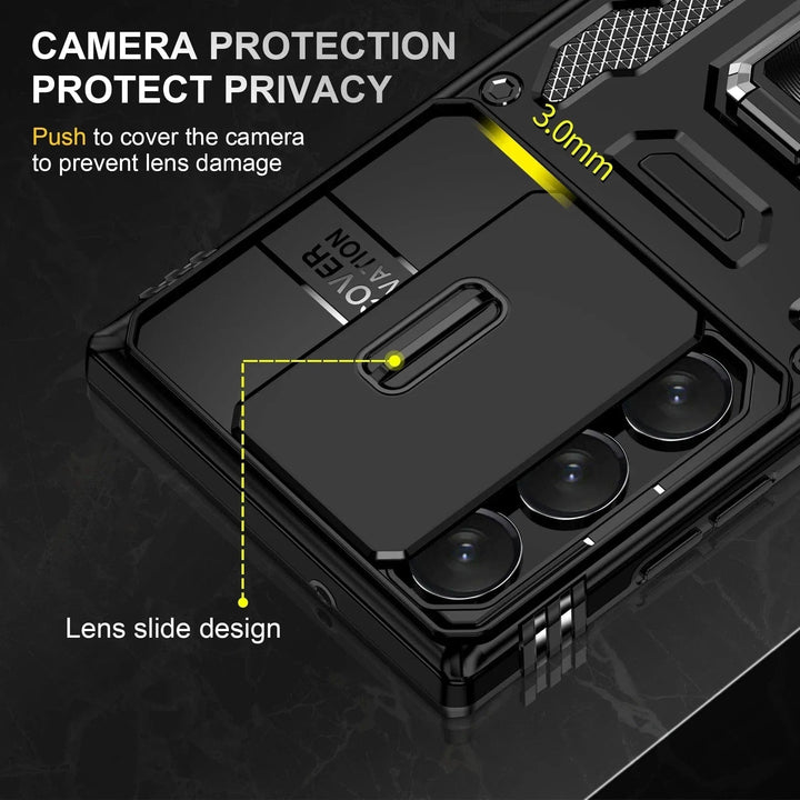 Magnetic Case With Kickstand & Camera Cover For Samsung S Series