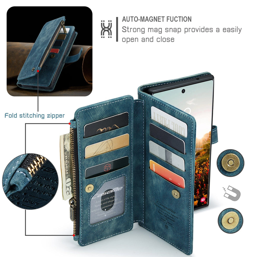 Zipper Leather Wallet Case For Samsung Galaxy