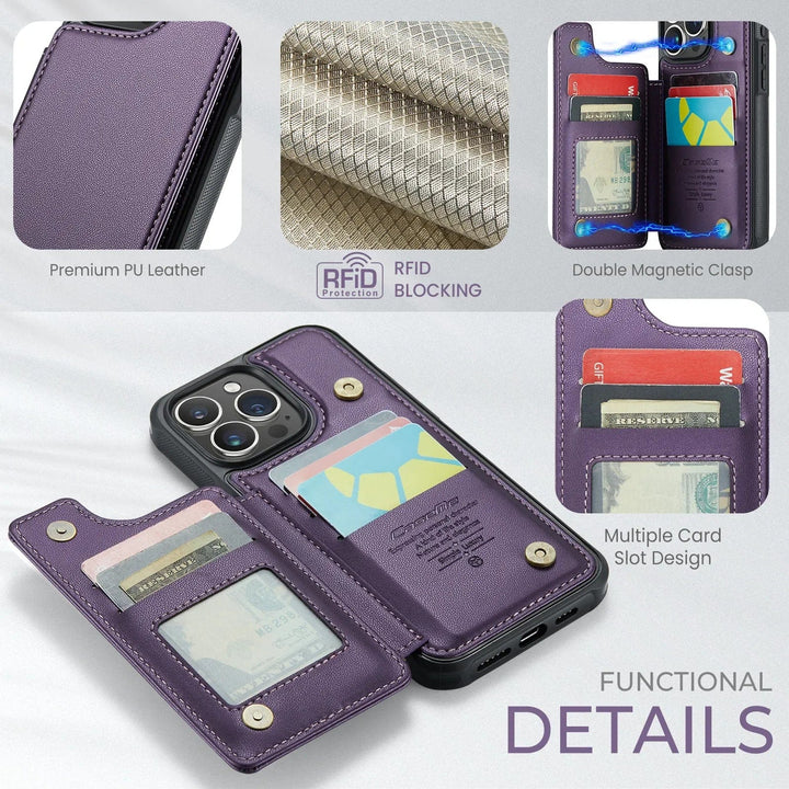 RFID Flip Leather Wallet Phone Case