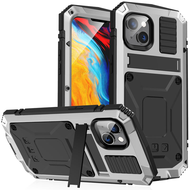 Rugged Heavy Duty Phone Case with Kickstand iPhone 14 / Silver