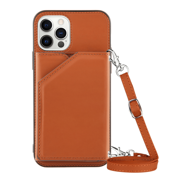 Crossbody Leather Wallet Phone Case iPhone SE 2020 / Brown