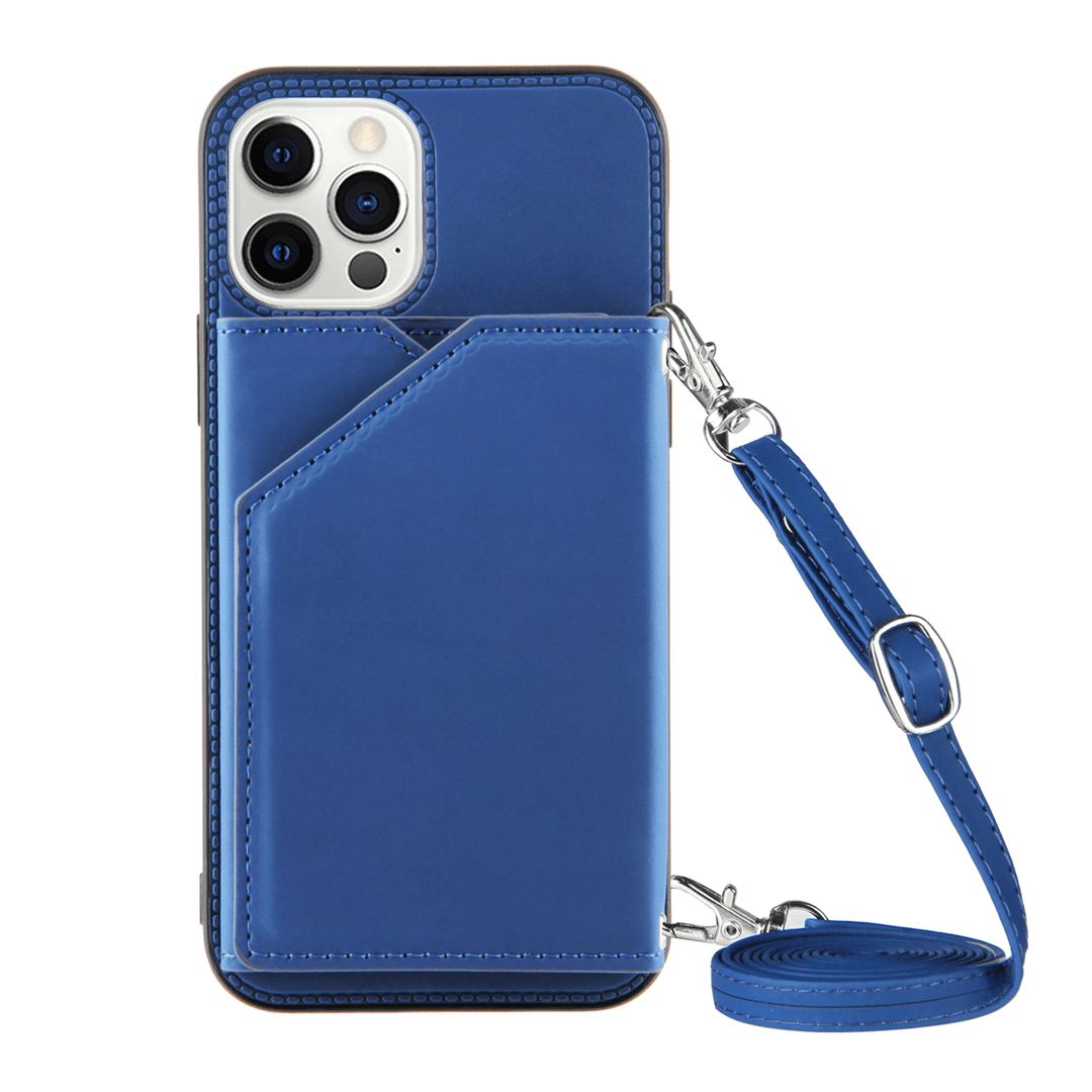 Crossbody Leather Wallet Phone Case iPhone SE 2020 / Blue
