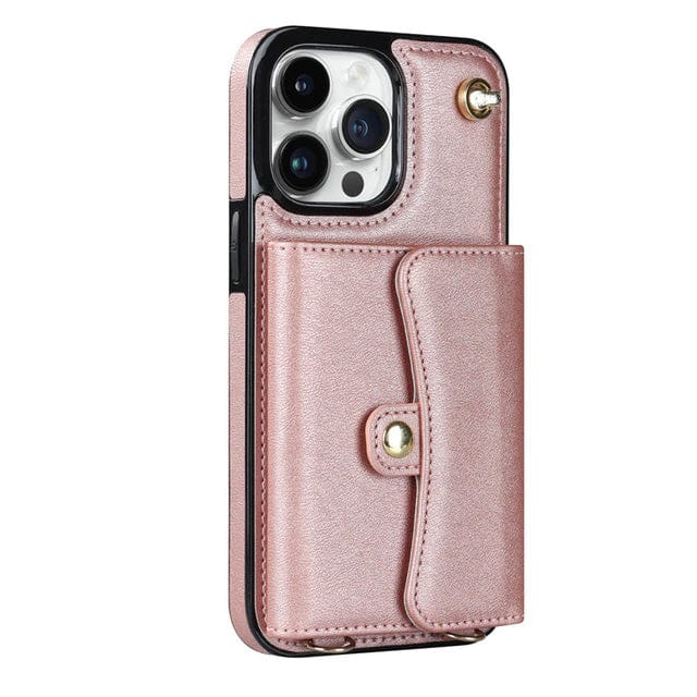 Cardholder Leather Phone Case With Lanyard iPhone 7 / Pink