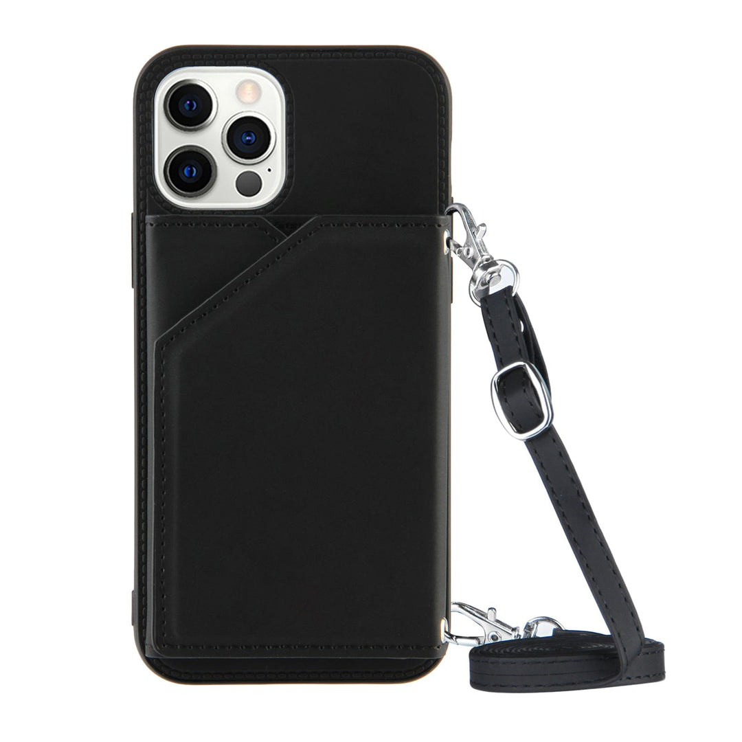 Crossbody Leather Wallet Phone Case iPhone 14 / Black